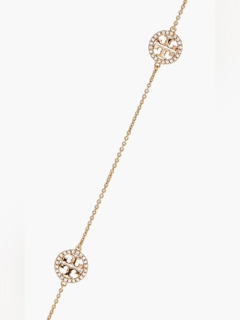 TORY BURCH Miller Pave Long Station Necklace in Gold/Crystal